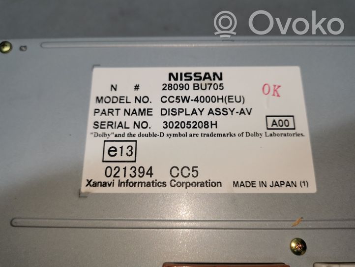 Nissan Almera Tino Monitori/näyttö/pieni näyttö 28090BU705