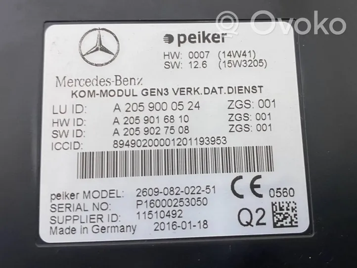 Mercedes-Benz A W176 Moduł / Sterownik Bluetooth A2059000524