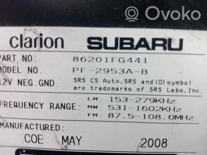 Subaru Impreza III Unidad de control de sonido audio HiFi 86201FG441