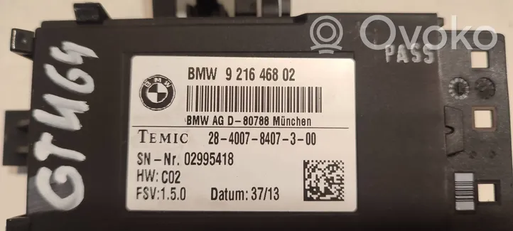 BMW 3 GT F34 Relais de chauffage de siège 9216468