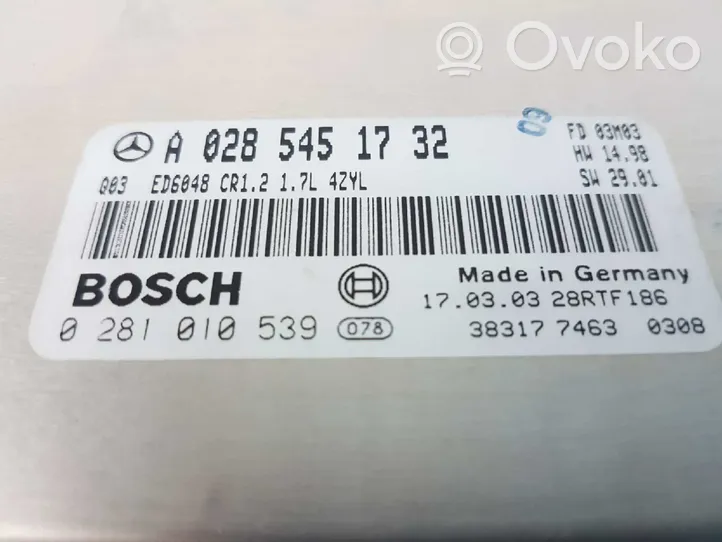 Mercedes-Benz Vaneo W414 Motora vadības bloka ECU 0281010539