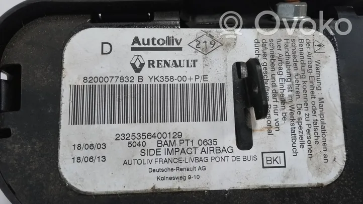 Renault Megane II Poduszka powietrzna Airbag boczna 8200077832B