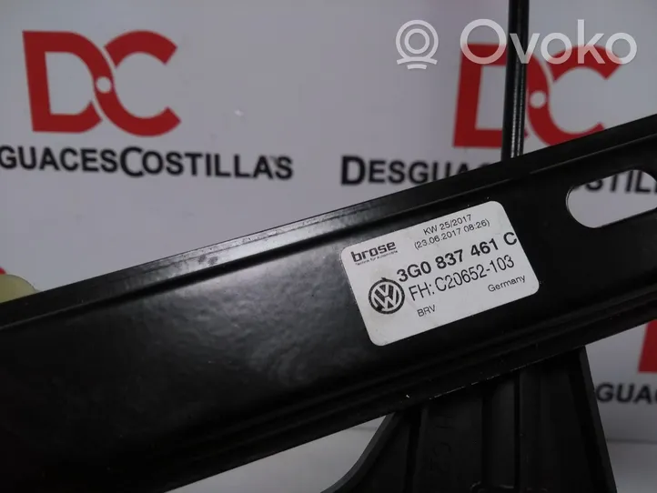 Volkswagen PASSAT B8 Regulador de puerta delantera con motor 3G0837461C