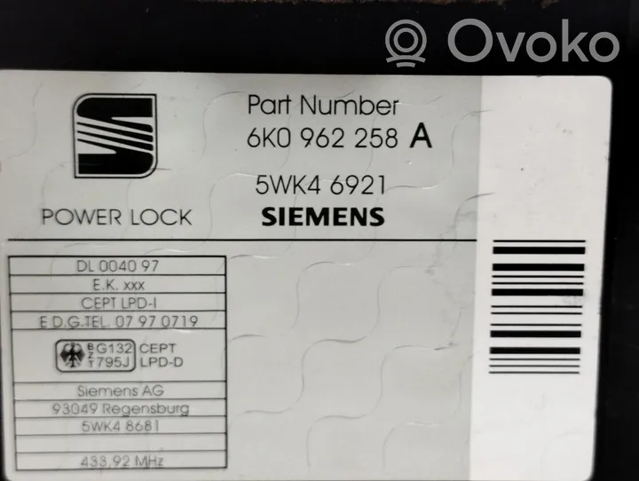 Seat Cordoba (6K) Centralina/modulo chiusura centralizzata portiere 6K0962258
