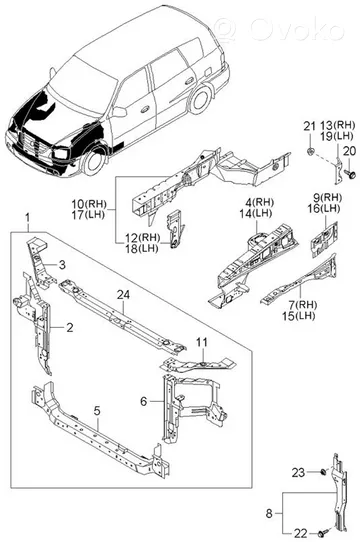 KIA Carens I Jäähdyttimen kehyksen suojapaneeli 0K2FA56140