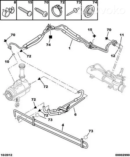 Peugeot 307 Ohjaustehostimen letkusto 9656895480