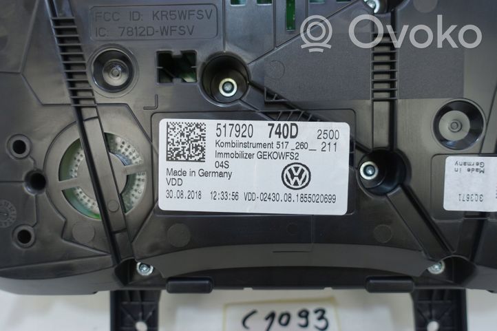 Volkswagen Golf Sportsvan Tachimetro (quadro strumenti) 517920740D