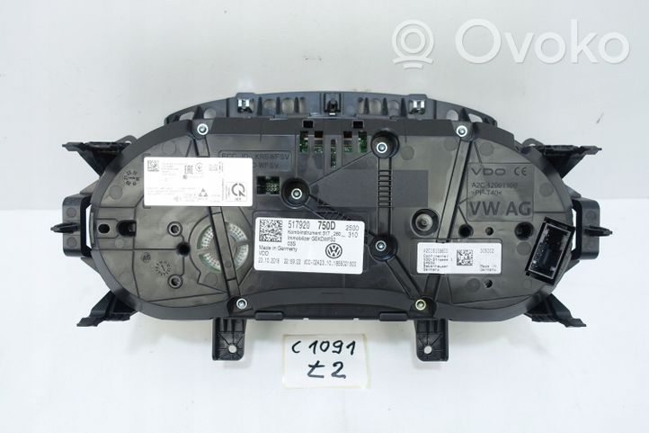 Volkswagen Golf Sportsvan Tachimetro (quadro strumenti) 517920750D