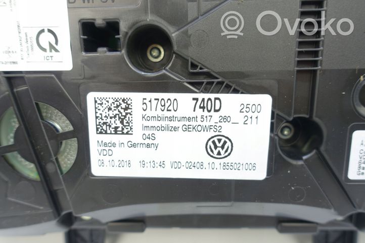Volkswagen Golf Sportsvan Compteur de vitesse tableau de bord 517920750D