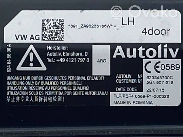Audi A3 S3 8V Silniczek regulacji pasów bezpieczeństwa 5G4857619