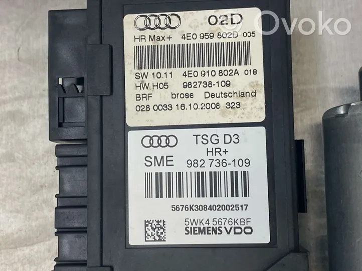 Audi A8 S8 D3 4E Mécanisme lève-vitre de porte arrière avec moteur 4E4839850A