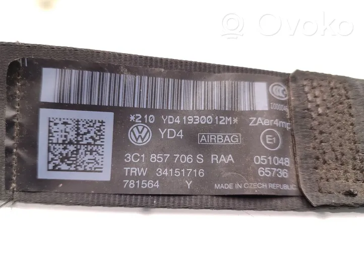 Volkswagen PASSAT B7 Pas bezpieczeństwa fotela przedniego 3C1857706S