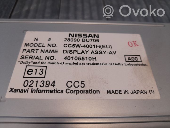 Nissan Almera Tino Monitori/näyttö/pieni näyttö 28090BU706