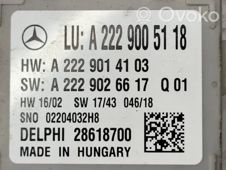 Mercedes-Benz S W222 Модуль фонарей A2229005118