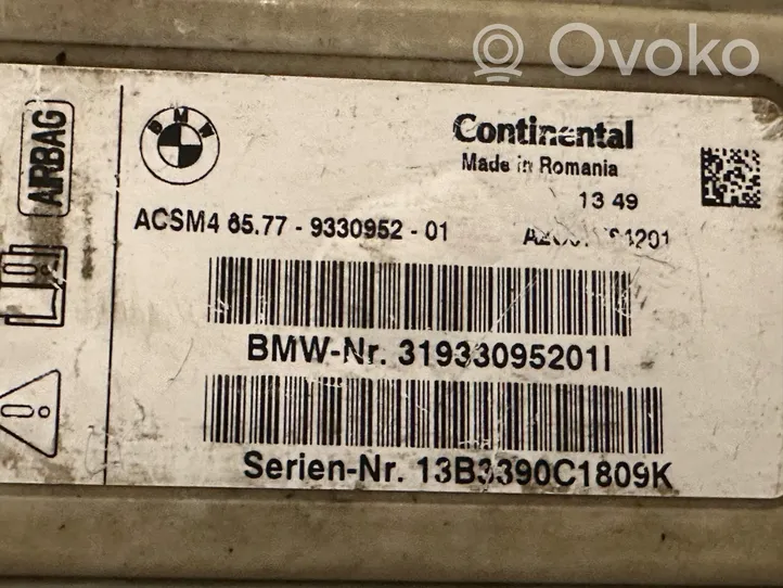 BMW 3 F30 F35 F31 Turvatyynyn ohjainlaite/moduuli 9330952