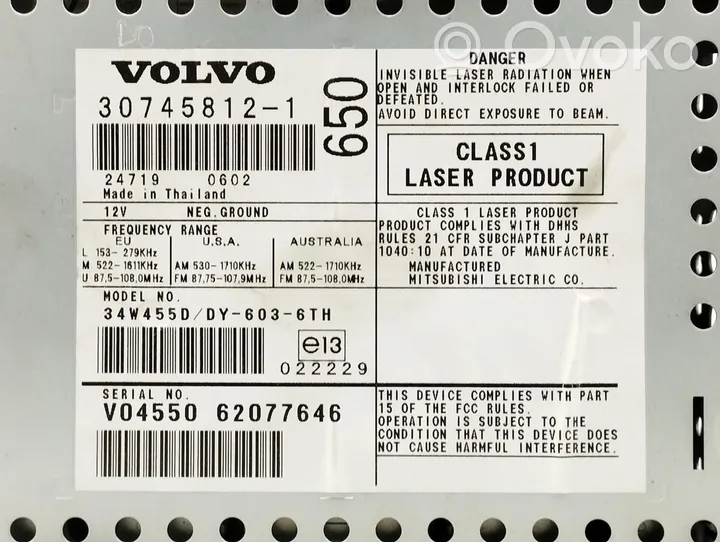 Volvo S60 Panel / Radioodtwarzacz CD/DVD/GPS 307458121
