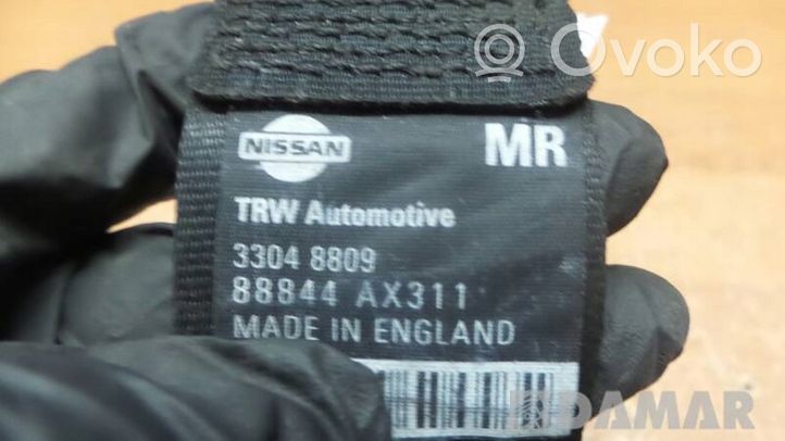 Nissan Micra Pas bezpieczeństwa fotela tylnego 88844AX311