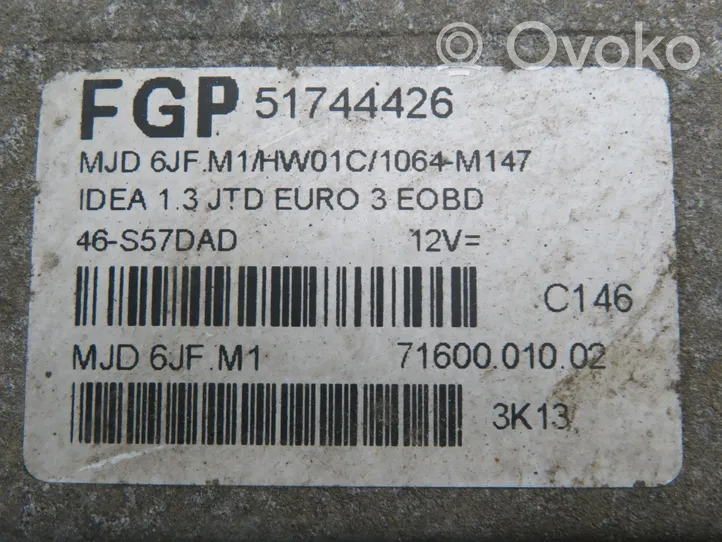 Fiat Idea Unité de commande, module ECU de moteur 