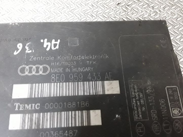 Audi A4 S4 B6 8E 8H Module confort 8E0959433AE