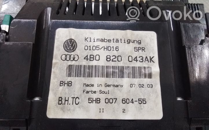 Audi A6 S6 C5 4B Ilmastoinnin ohjainlaite 4B0820043AK