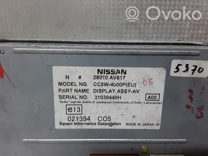 Nissan Primera Monitori/näyttö/pieni näyttö 28090AV617