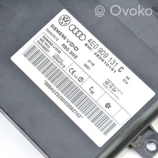 Audi A8 S8 D3 4E Kit calculateur ECU et verrouillage 4E0910409HX