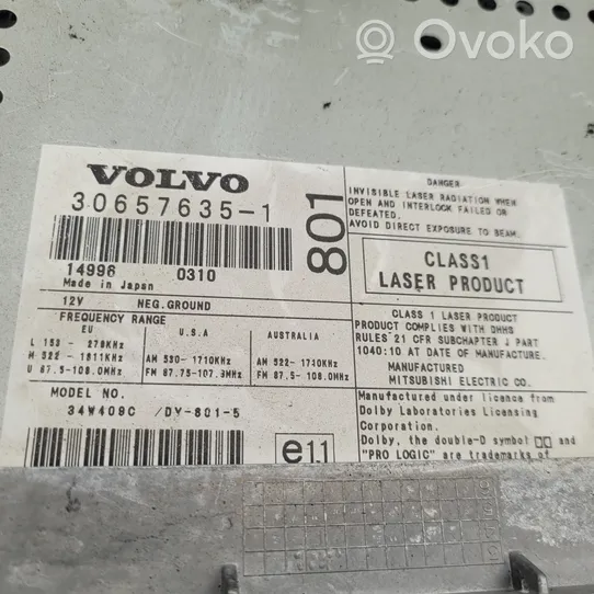 Volvo S80 Radio/CD/DVD/GPS-pääyksikkö 30657803