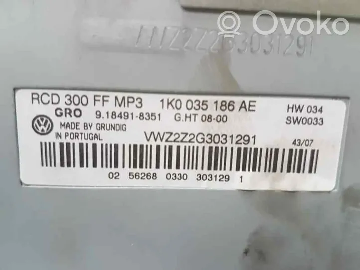 Volkswagen Eos Panel / Radioodtwarzacz CD/DVD/GPS 1K0035186AE
