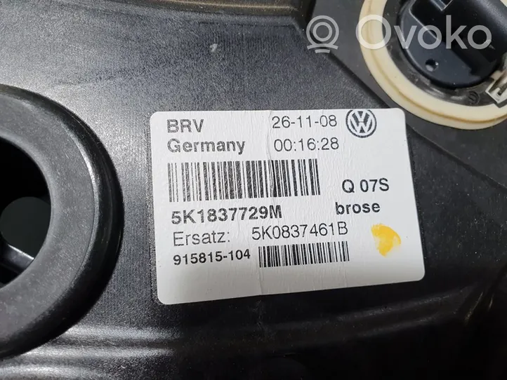 Volkswagen Golf VI Etuoven ikkunan nostin moottorilla 5K1837729M