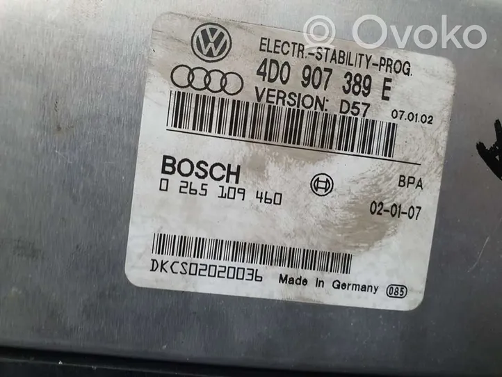 Audi A8 S8 D2 4D ABS-ohjainlaite/moduuli 4D0907389E