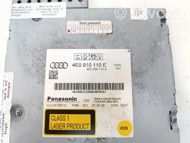 Audi A8 S8 D3 4E CD/DVD mainītājs 4E0910110E