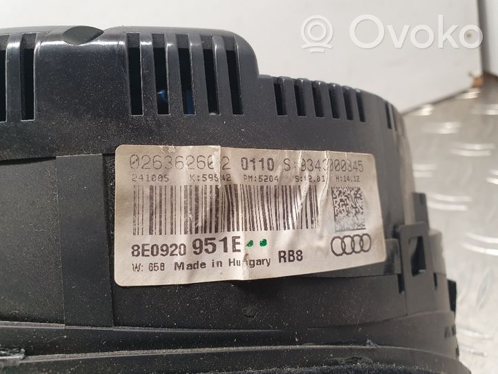 Audi A4 S4 B7 8E 8H Tachimetro (quadro strumenti) 8E0920951E