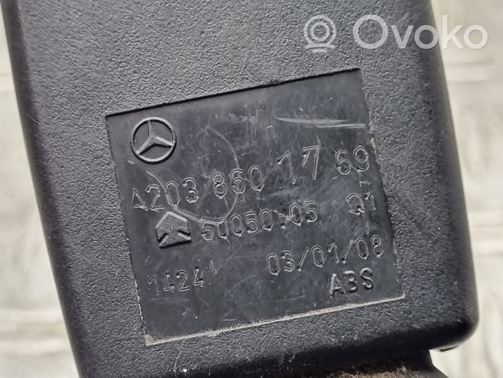 Mercedes-Benz C W203 Klamra tylnego pasa bezpieczeństwa A2038601769