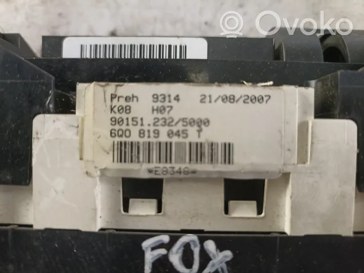 Volkswagen Fox Climate control unit 6Q0819445