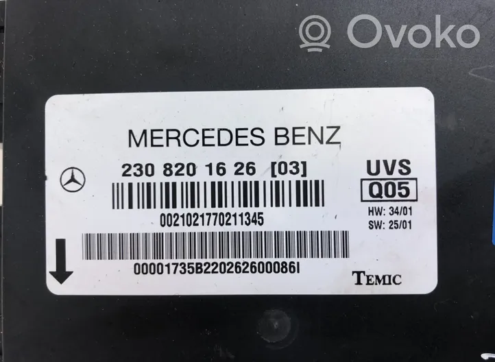 Mercedes-Benz SL R230 Unité de commande / module de toit ouvrant A2308205526