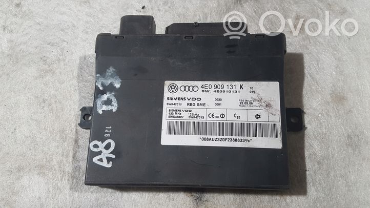 Audi A8 S8 D3 4E Module de contrôle sans clé Go 4E0909131K