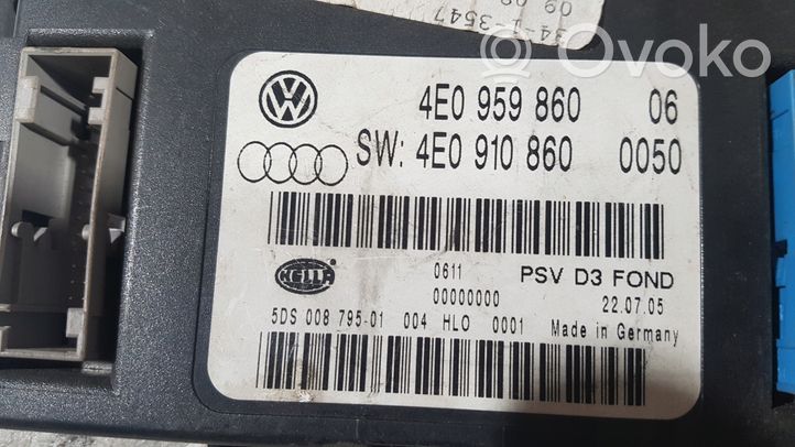 Audi A8 S8 D3 4E Module de commande de siège 4E0959860