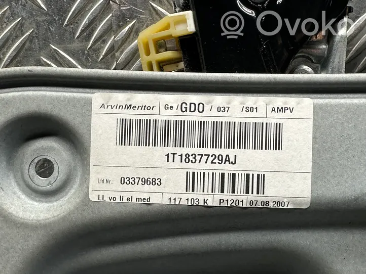 Volkswagen Touran I Mécanisme de lève-vitre avant sans moteur 1T1837729AJ