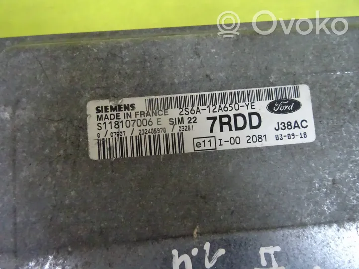 Ford Fiesta Sterownik / Moduł ECU 2S6A12A650YE