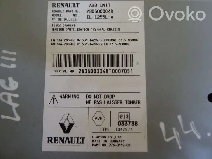 Renault Laguna III Panel / Radioodtwarzacz CD/DVD/GPS 280600004R
