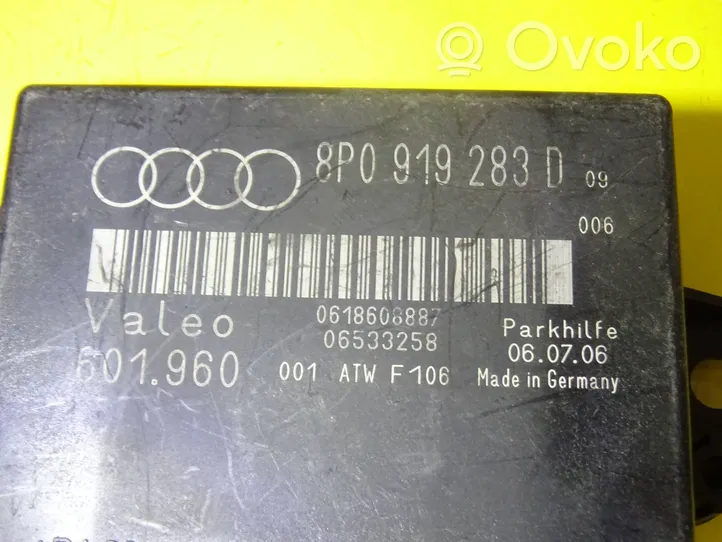 Audi A3 S3 8P Pysäköintitutkan (PCD) ohjainlaite/moduuli 8P0919283D