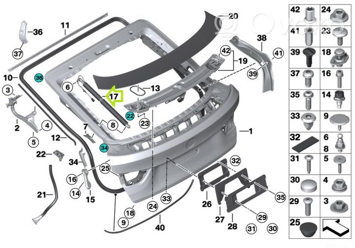 BMW 4 F36 Gran coupe Azionamento del giunto dell’albero cardanico 7432376