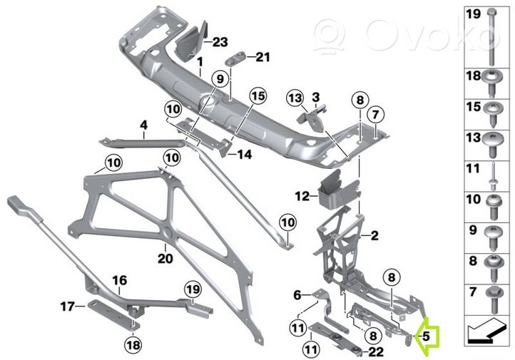 BMW 1 F20 F21 Staffa di montaggio del radiatore 7266168