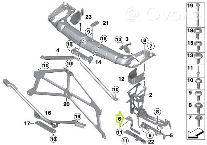 BMW 2 F22 F23 Jäähdyttimen kannatin 7266324