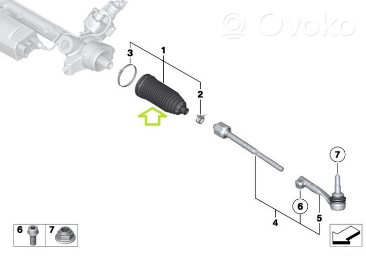 BMW 1 F20 F21 Cuffia tirante dello sterzo 6854893