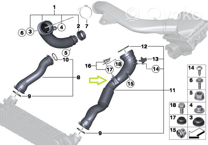 BMW 2 F22 F23 Трубка (трубки)/ шланг (шланги) интеркулера 7604033