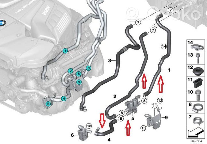 BMW X5 G05 Vanne de régulation de chauffage 64116910544