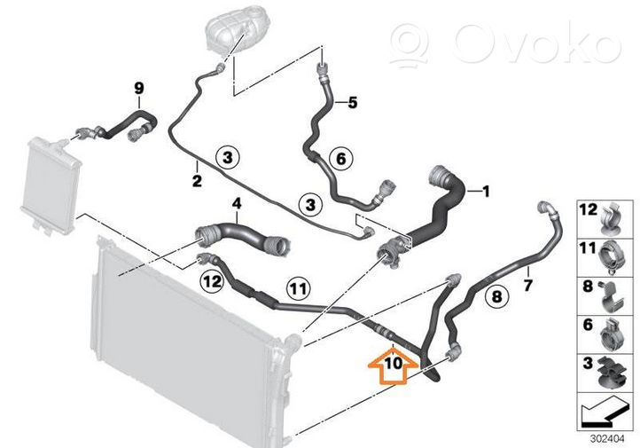 BMW 4 F32 F33 Moottorin vesijäähdytyksen putki/letku 17128507246