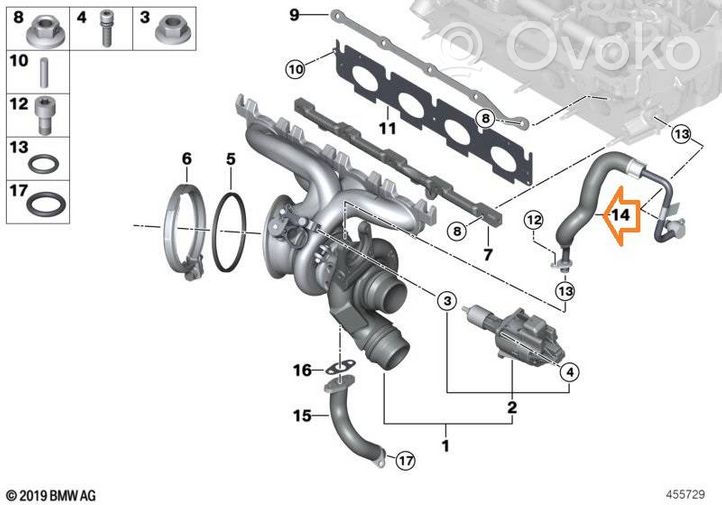 BMW 2 F22 F23 Turbo turbocharger oiling pipe/hose 11427617534