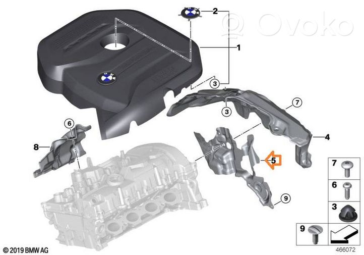 BMW 6 G32 Gran Turismo Paracalore nel vano motore 11148663501